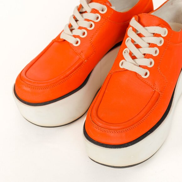 Jil Sander Navy SS/12 Orange Leather Lace-Up Platforms - Picture 5 of 8